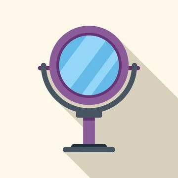 Round desktop makeup mirror standing on table surface Stock Illustration