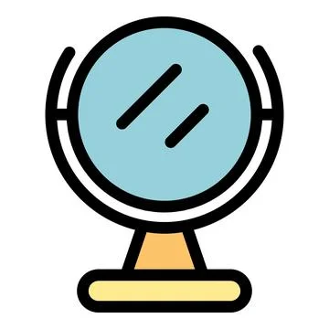Round desktop mirror reflecting light on a stand Stock Illustration