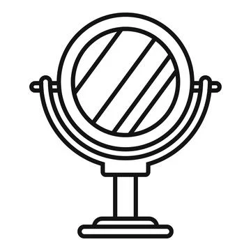 Round desktop mirror standing on stand icon Stock Illustration