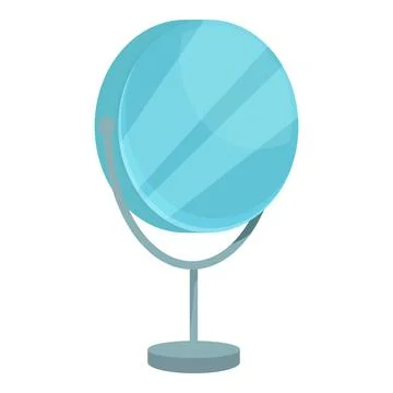 Round desktop mirror standing on table reflecting light Stock Illustration