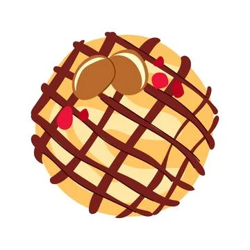 Round dessert cake topped with nuts and chocolate Stock Illustration