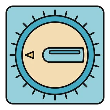 Round dial adjusting settings on blue panel Stock Illustration