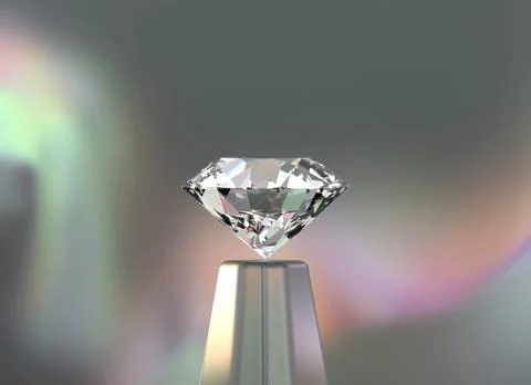 Round Diamond isolated on blurred background 3d render Stock Photos