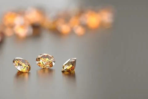 Round diamond topaz Gem reflected placed on glossy background 3d render Stock Photos