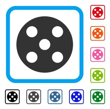 Round Dice Framed Icon Stock Illustration