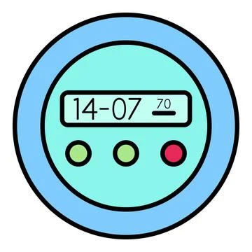 Round digital clock icon color outline vector Stock Illustration