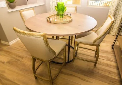 Round Dining Area Table With High Back Chairs Photos
