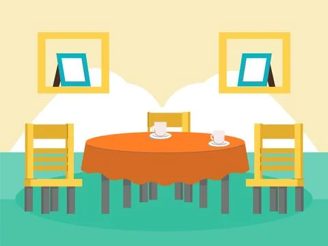 Round Dining Table Concept Illustration Illustrazione stock