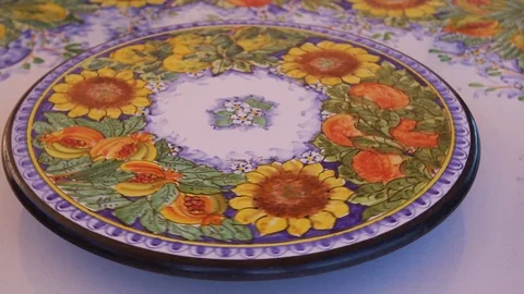 Round Dining Table With Rotating Centre and flower pattern Stock Footage 79761844
