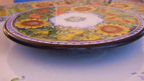 Round Dining Table With Rotating Centre and flower pattern Stock Footage 79761852