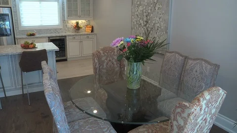 Round Dinner Table in the Dining Room Stock Footage 111496689