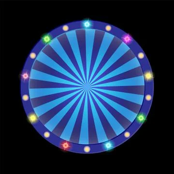 Round disc with a blue background and colorful light bulbs. Stock Illustration