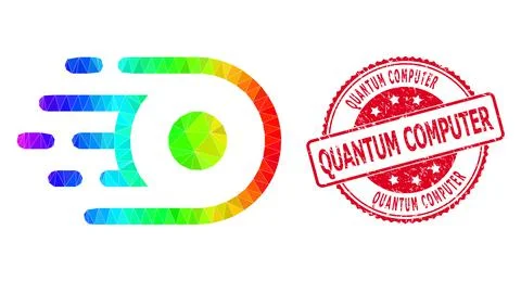 Round Distress Quantum Computer Seal With Vector Triangle Filled Speed Core Icon Illustrazione stock