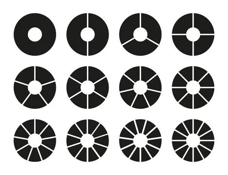 Round divided diagrams with segments. Stock Illustration