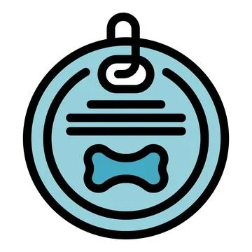 Round dog tag hanging with bone symbol for pet identification Stock Illustration