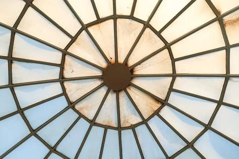Round dome of the building, view from the inside Stock Photos