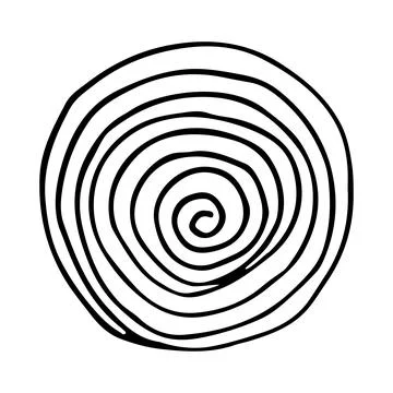 Round doodle spiral. Vector linear illustration. Sketch graphics. Meditation. Stock Illustration