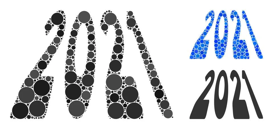 Round Dot 2021 Perspective Digits Icon Mosaic イラスト素材