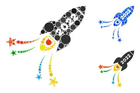 Round Dot 2022 Fireworks Rocket Icon Collage Ilustración de archivo