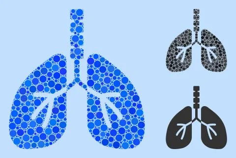 Round Dot Breathe System Icon Collage Stock Illustration