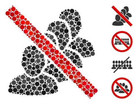 Round Dot Forbidden People Queue Icon Collage Ilustração Stock