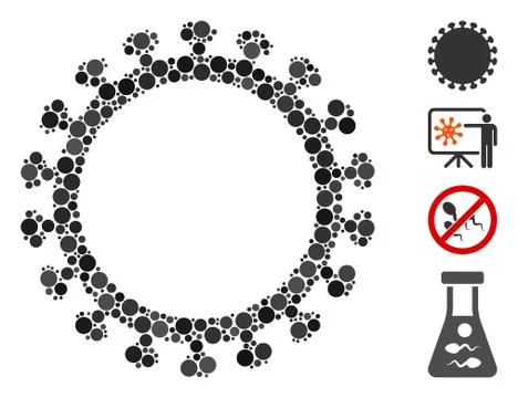 Round Dot Virus Shell Icon Collage Illustrazione stock