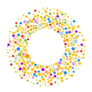 Round dots frame with empty space for your text. Made of colorful spots or do 库存插图