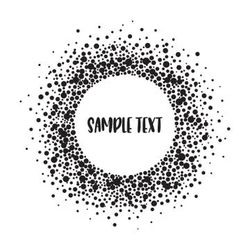 Round dotted frame with space for text. Frame of dots of various size. Stock Illustration