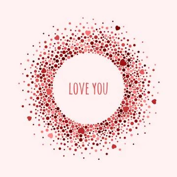 Round dotted frame with space for text. Vector Valentine's day abstract backg Stock Illustration