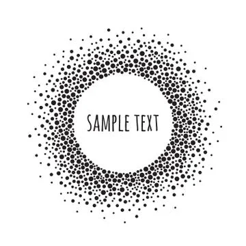 Round dotted frame with space for text. Black and white vector abstract backg Stock Illustration