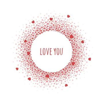 Round dotted frame with space for text. Vector Valentine's day abstract backg Stock Illustration