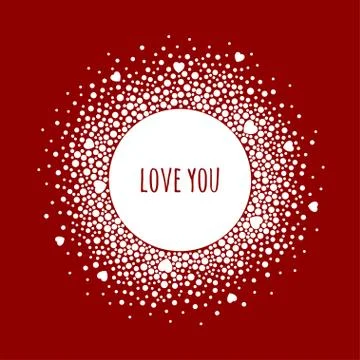 Round dotted frame with space for text. Vector Valentine's day abstract backg Stock Illustration