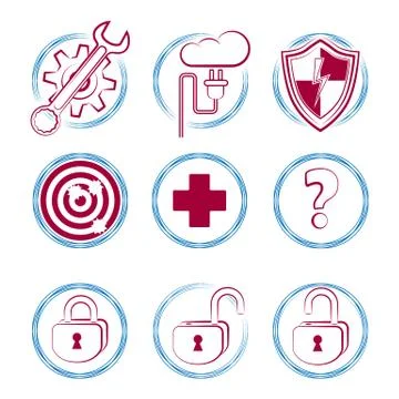 Round dualcolor flat isolated vector icon set for site. Stock Illustration