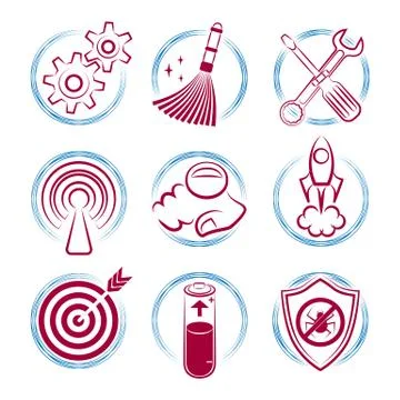 Round dualcolor flat isolated vector icon set for site. Stock Illustration