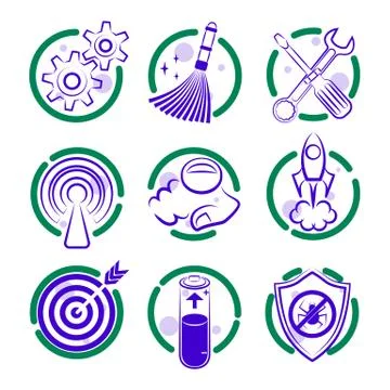 Round dualcolor flat isolated vector icon set for site. Stock Illustration