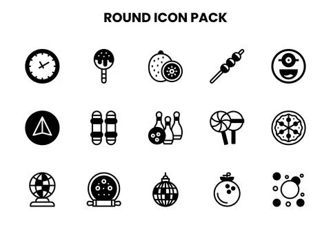 Round DuoTone Bundle Icons Pack Stock Illustration