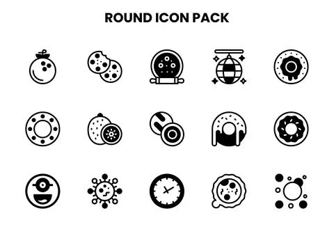 Round DuoTone Set Icons Pack Stock Illustration