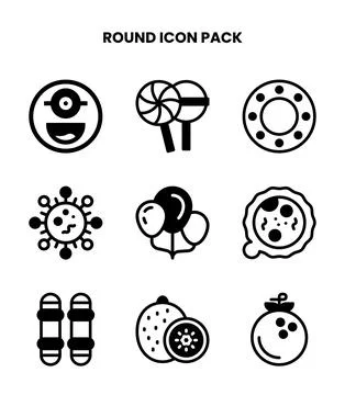 Round DuoTone Set Icons Pack 스톡 일러스트
