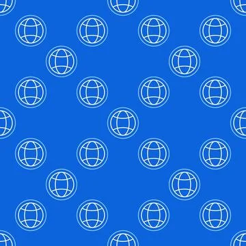 Round Earth Globe Hemisphere vector thin line seamless pattern Stock Illustration
