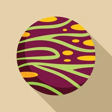 Round easter egg with purple and green wavy stripes decorated with yellow spots Stock Illustration