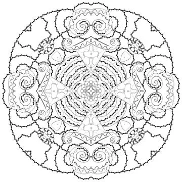 Round element for coloring book Stock Illustration