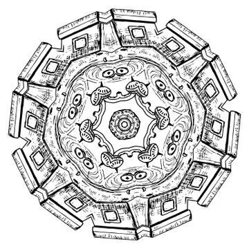 Round element for coloring book Stock Illustration