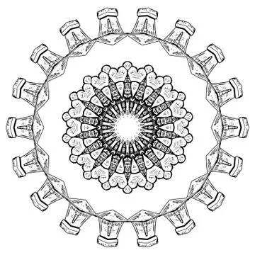 Round element for coloring book Stock Illustration