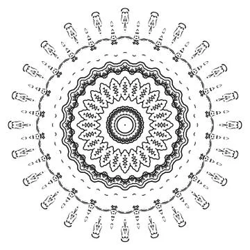 Round element for coloring book Stock Illustration