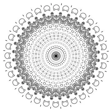 Round element for coloring book Illustrazione stock