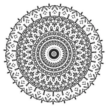Round element for coloring book Stock Illustration