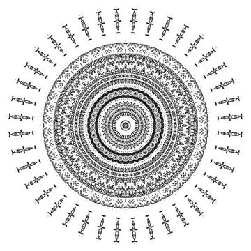 Round element for coloring book Illustrazione stock