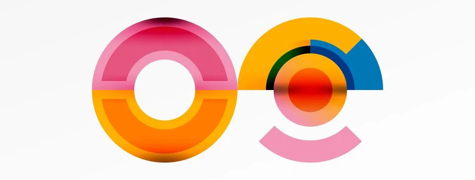 Round elements and circles geometric minimal composition background. Vector Stock Illustration