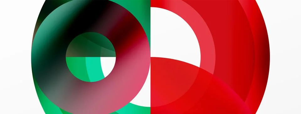 Round elements and circles geometric minimal composition background. Vector Illustrazione stock