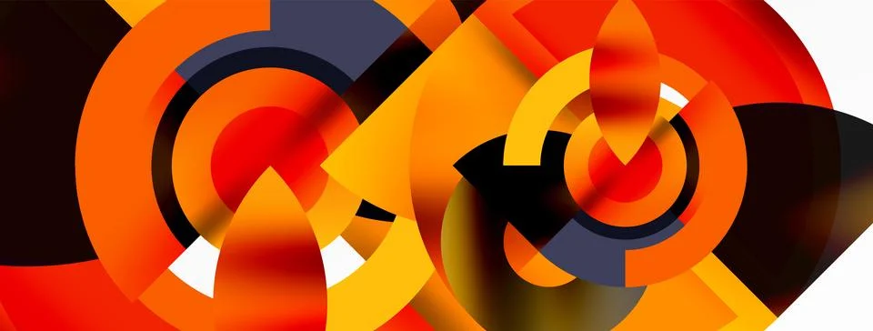 Round elements and circles geometric minimal composition background. Vector イラスト素材